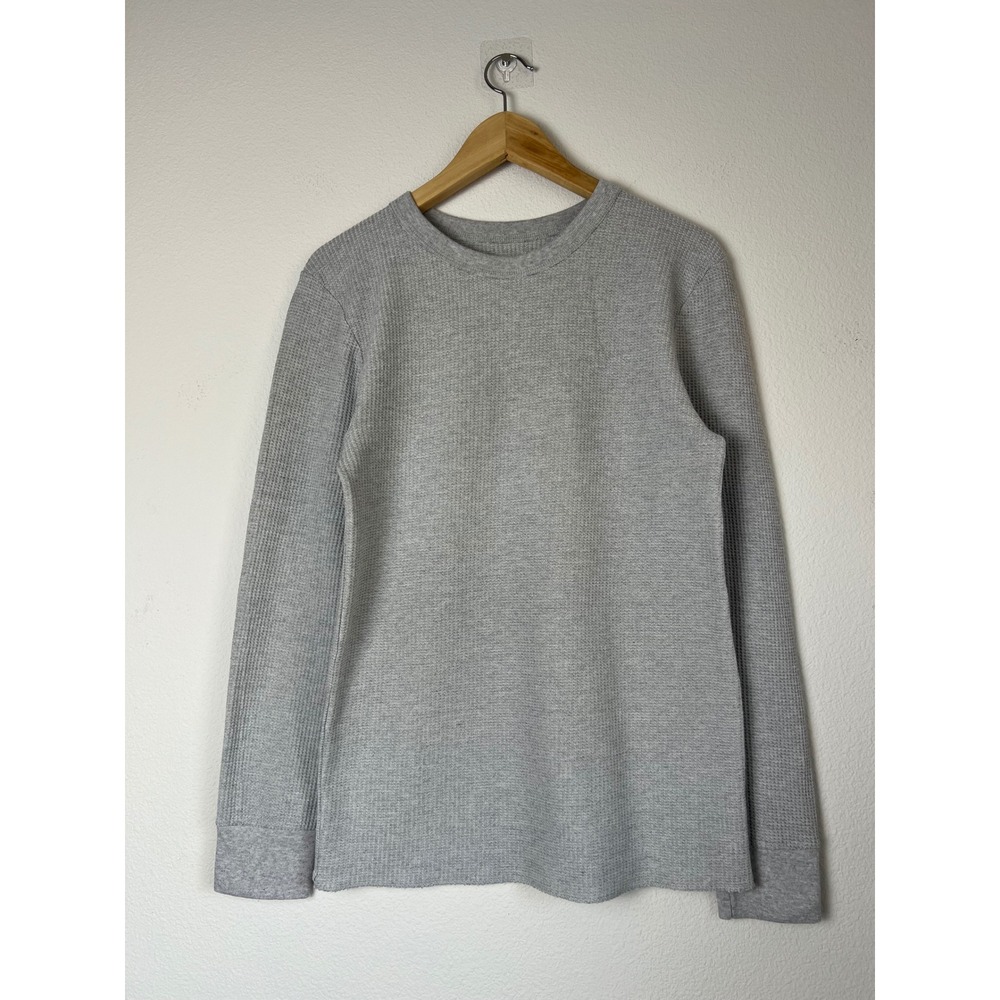 Fruit of‎ the Loom Gray Thermal Waffle Knit Long Sleeve Crew Neck Shirt Womens L